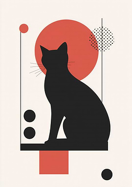 Black Cat Minimalist Art
