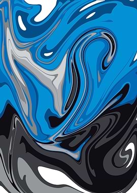 Abstract Blue and Black Swirls
