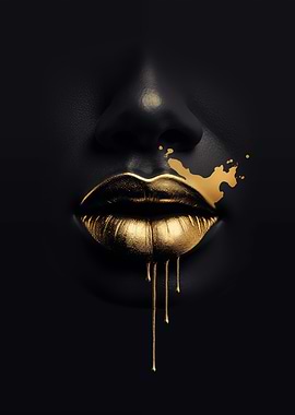 Golden Lips Abstract