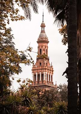 Spanish Tower Through Trees