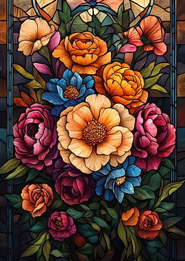 Stained Glass Floral Bouquet