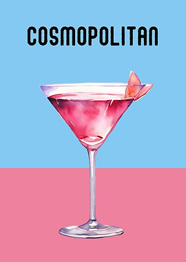 Cosmopolitan Cocktail Poster | Stylish Bar Wall Art