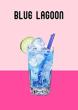 Blue Lagoon Cocktail Poster | Vibrant Bar Wall Art