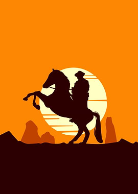 Cowboy Silhouette Sunset