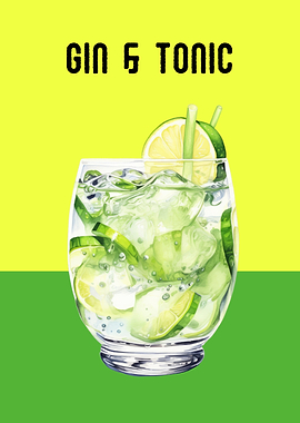 Gin & Tonic Cocktail Poster | Refreshing Bar Wall Art