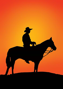 Cowboy Silhouette at Sunset