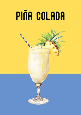 Piña Colada Cocktail Poster | Tropical Bar Wall Art