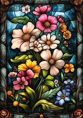 Stained Glass Floral Bouquet