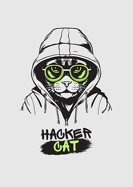 Hacker Cat Illustration