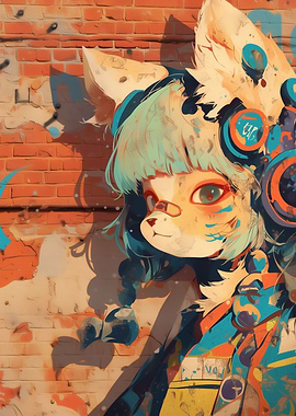 Anime Fox Girl Graffiti