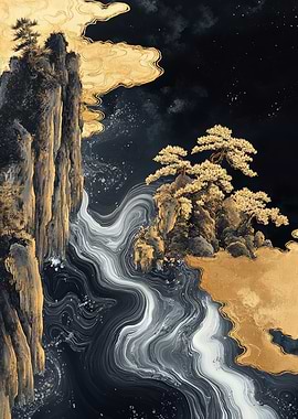 Golden Mountain Landscape