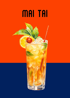 Mai Tai Cocktail Poster | Tropical Bar Wall Art