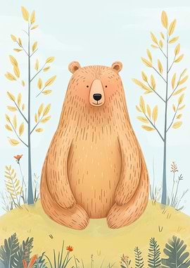Cute Bear in Forest