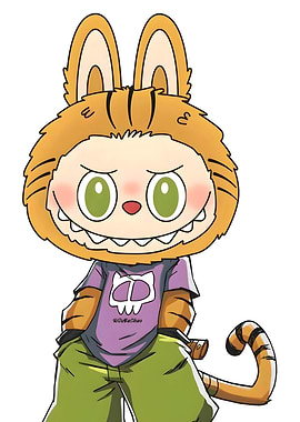 Tiger Character Illustration. labubu wallpaper. labubu doll, labubu cartoon