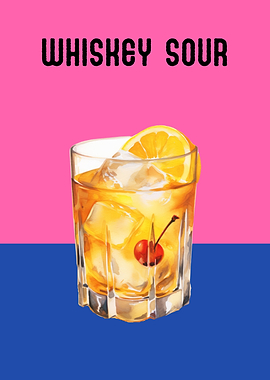 Whiskey Sour Cocktail Poster | Classic Bar Wall Art