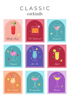 Classic Cocktails Illustration