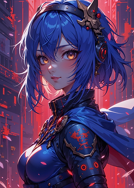 Anime Girl with Blue Hair