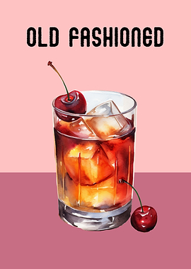 Old Fashioned Cocktail Poster | Classic Bar Wall Art | Old Fashioned Cocktail