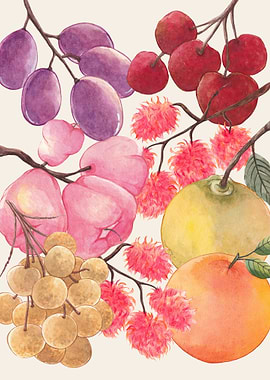 Watercolor Fruit Bouquet