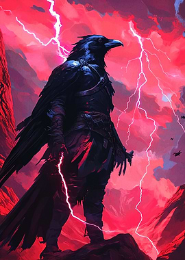 Raven with Lightning