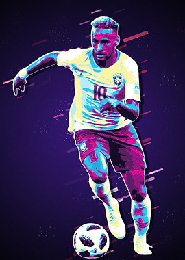 Neymar Jr. Retro Soccer Art