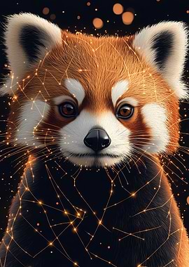 Red Panda with Golden Lights
