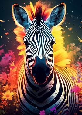 Colorful Zebra Portrait