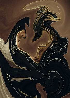 Abstract Swirls in Gold and Black