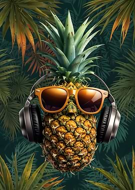Pineapple with Headphones