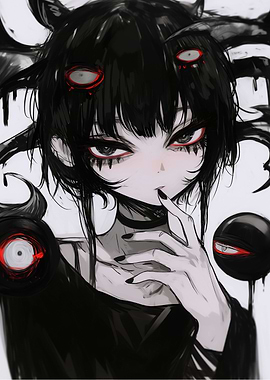Dark Anime Girl with Eyes