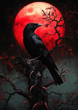 Raven Under Blood Moon