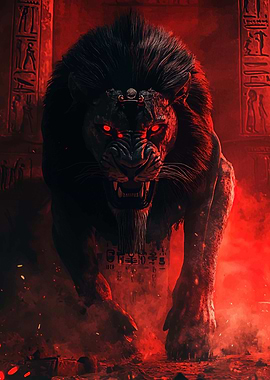 Red-Eyed Lion in Temple