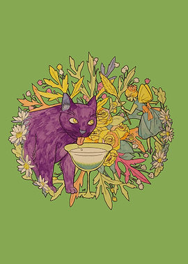 Purple Cat Drinking Cocktail