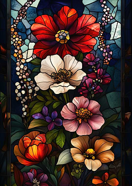 Stained Glass Floral Bouquet