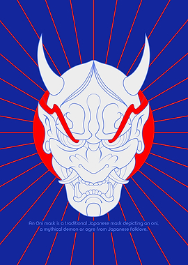 Blue Oni Mask Illustration