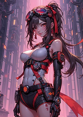 Anime Girl in Red and Black Outfit