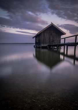 Lake Cabin at Dusk