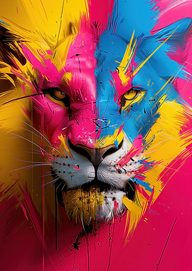 Colorful Lion Portrait