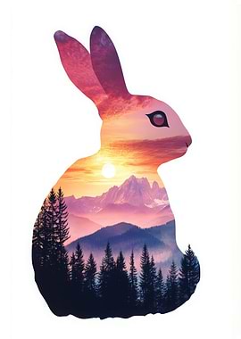 Sunset Rabbit Silhouette
