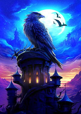 Raven on Castle Tower