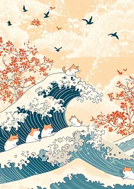 Cats & The Great Wave