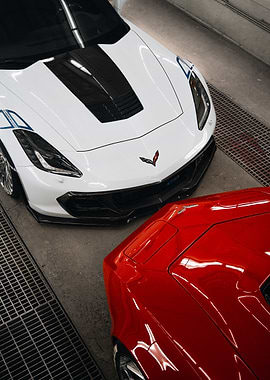 White and Red Corvette