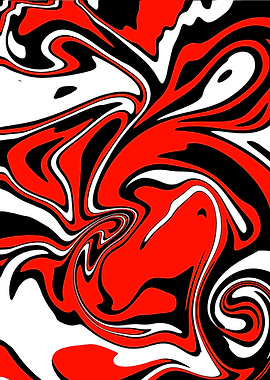 Abstract Red Black White Swirl