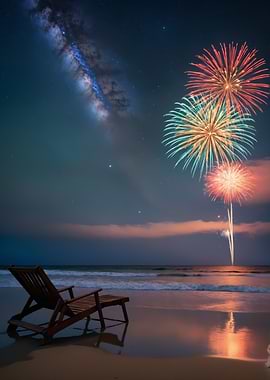 Fireworks Beach Night