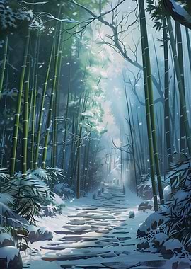 Winter Bamboo Forest Path
