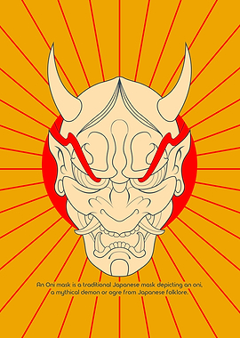 Oni Mask Illustration Orange