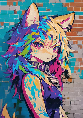 Furry Girl Graffiti Art
