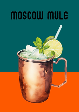 Moscow Mule Cocktail Poster | Stylish Bar Wall Art