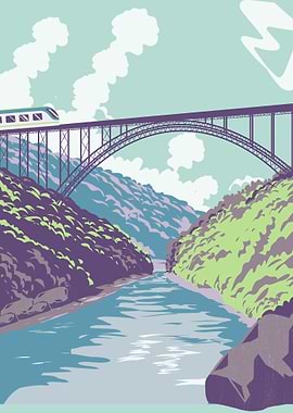 Train Crossing Bridge