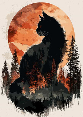 Maine Coon with Moon